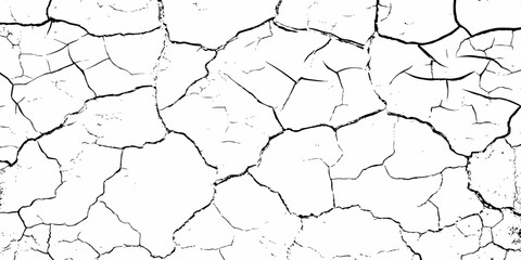  black and white dust and cracked concrete wall Texture pattern design element white background.