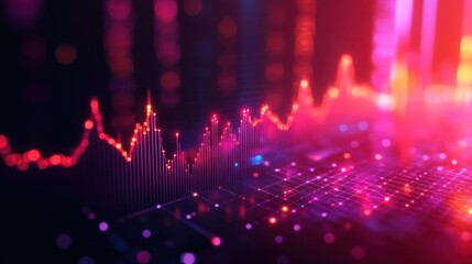 Modern financial visualization with glowing graph lines and information nodes