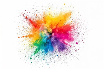 Colorful pigment powder burst creating spectacular rainbow cloud ideal for festival photography artistic projects and energetic brand marketing materials
