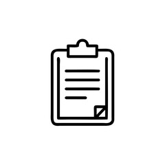 Outline icon a clipboard with text folded corner document paper