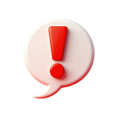 Red exclamation point in a white speech bubble.