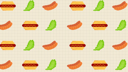 Retro Sausage Lettuce Background