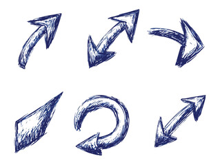 Hand Drawn Arrows Set Direction Indicator Sketch Style Various Shapes Design Elements Navigation Guidance Symbol Concept Vector Illustration Isolated on White