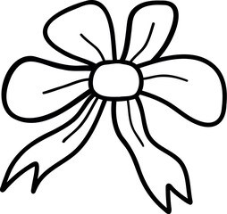 Funny Christmas bow. Christmas, New year concept. Cute Hand drawn illustration