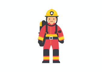 Firefighter in Protective Gear Vector Illustration Isolated on White Background Perfect for Safety Training Materials and Emergency Response Resources