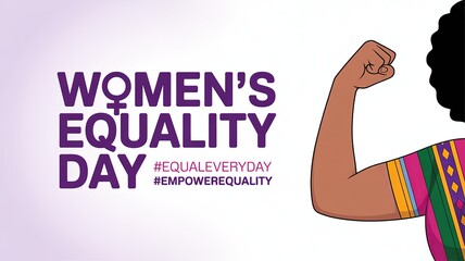 Women’s Equality Day Illustration Strong Woman in Traditional Attire Raising Fist in Empowerment