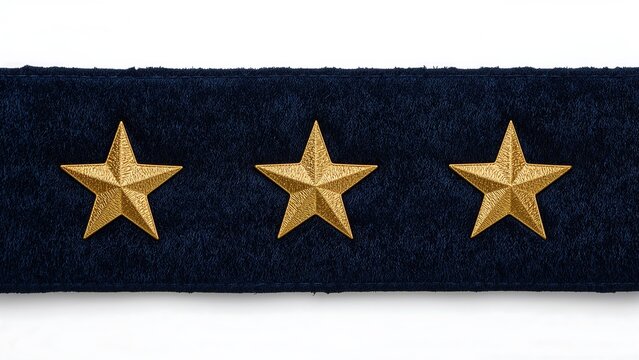 Three golden stars on a dark blue military rank insignia