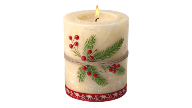 christmas candle , Christmas ornaments decorative candle isolated on transparent background - Powered by Adobe