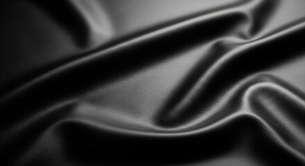 Fototapeta premium A luxurious, dark satin fabric drapes gracefully, creating soft folds and a sophisticated texture.