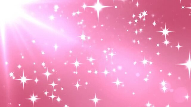 Animated Bright Stars And Glowing Light Particles On Pink Background