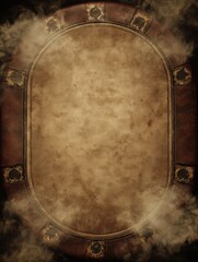 Vintage Poker Table Set Against a Smoky Background With an Empty Left Margin Inviting a Sense of Anticipation and Mystery