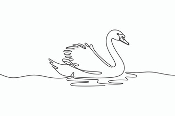 Elegant swan line art isolated on white background