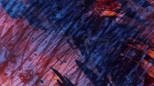 Abstract expressionist paint texture background, dark blue and red oil brush strokes, moody artistic canvas overlay