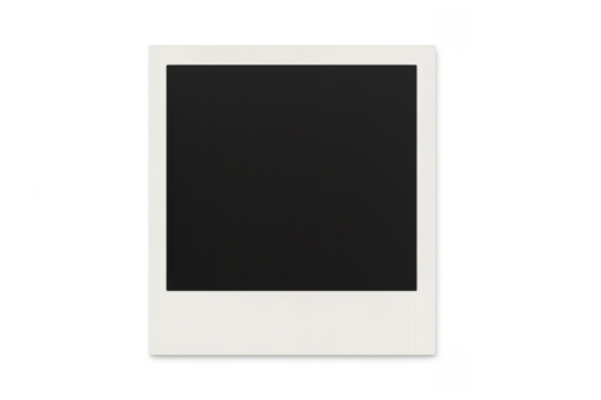 Blank instant photo frame with transparent background is waiting to be filled with memories
