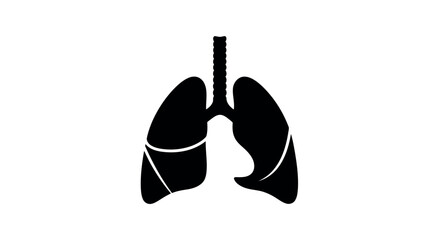 "Black and White Lungs Icon Vector Illustration for Medical and Healthcare Design"