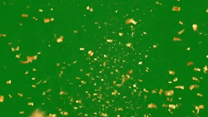 Sparkling gold confetti explode, burst on green screen	 - Powered by Adobe
