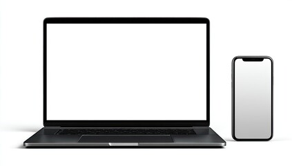 Laptop and smartphone, blank screens (1)