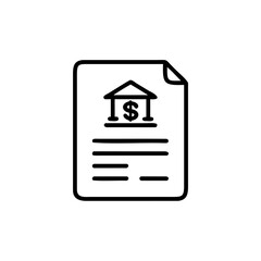 Outline icon bank contract with dollar sign on document finance