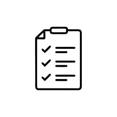 Outline icon checklist with three check marks on paper document