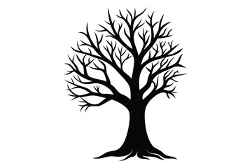 Obraz premium Leafless tree silhouette vector for halloween and autumn design