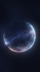 Mysterious glowing sphere with intricate inner patterns, radiating soft energy in a dark space