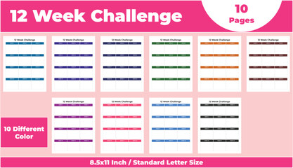 12 Week Challenge, KDP interior, Planner, journal, tracker, logbook