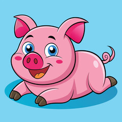Fototapeta premium pig, animal, cartoon, pink, vector, farm, 