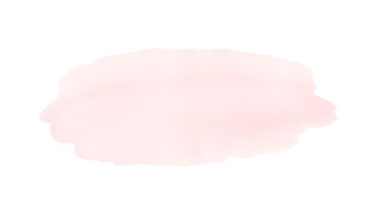 A delicate pink watercolor stain is isolated on white background, showcasing its soft texture and subtle variations in color