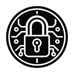 Cybersecurity Protection Digital Lock Secure Data Privacy Encryption on White Background