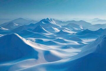 Fototapeta premium Snowy mountain range, soft light
