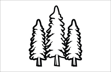 tree silhouettes, A vector set showcases black silhouette illustrations of various trees