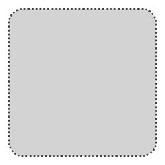 Gray square label with rounded dotted edge