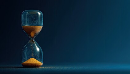 Empty hourglass, dark backdrop