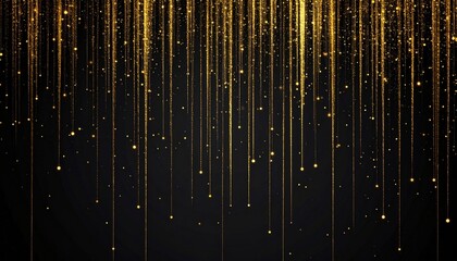 Elegant golden light particles falling vertically like rain