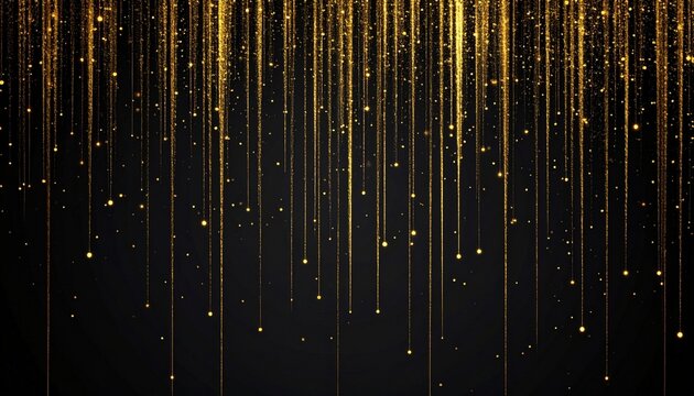 Elegant golden light particles falling vertically like rain - Powered by Adobe