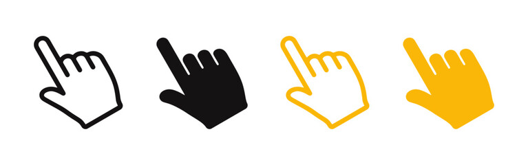 Hand cursor icons set. Pointer clicking symbol. Vector illustration.
