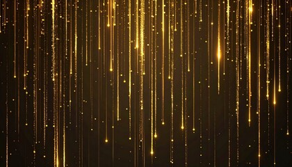 Elegant golden light particles falling vertically like rain