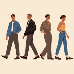 Fototapeta premium Set Illustration Vector Graphic of 90s Milan Casual Chic Italy
