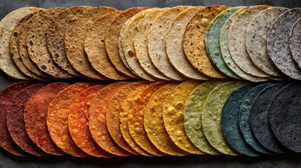 Colorful Stacked Tortillas with Natural Grain Texture