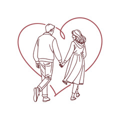 Man and woman cartoon vector illustration showing a loving couple in a simple artistic style