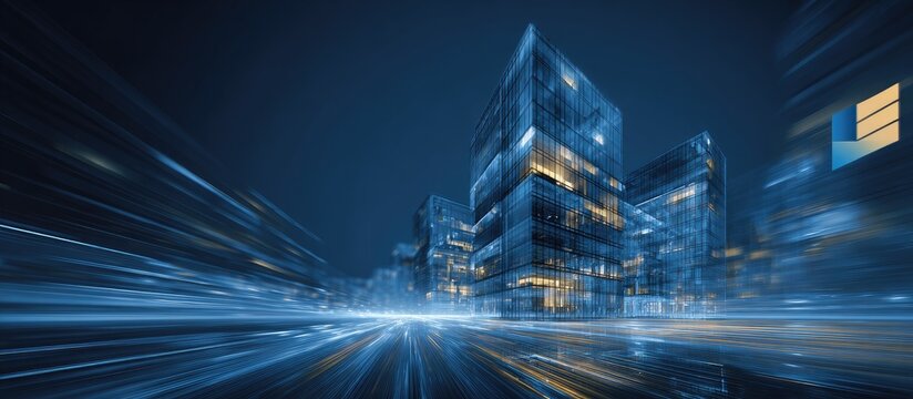 Futuristic city at night with motion blur (2)
