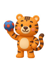 3d tiger with handball high quality realistic image