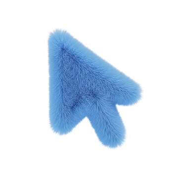 Playful blue cursor icon with fluffy texture, perfect for modern UI designs, websites, and creative projects