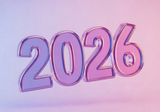 Gradient 2026 numbers with a soft pastel background