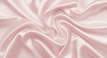 Obraz premium Soft Pink Silk Fabric with Scattered Glitter textile