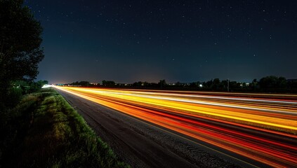 Fototapeta premium Night highway with starlit sky