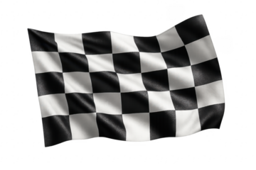 Checkered flag waving with transparent background