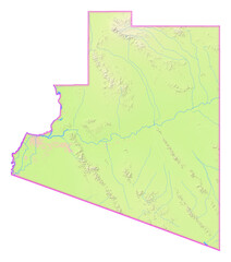 Obraz premium Map of the County Yuma (Arizona, US) showing the isolated County with relief representation. No Lables.