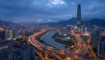 Obraz premium Cityscape at twilight