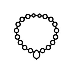 Outline a beaded necklace with a teardrop pendant jewelry chain